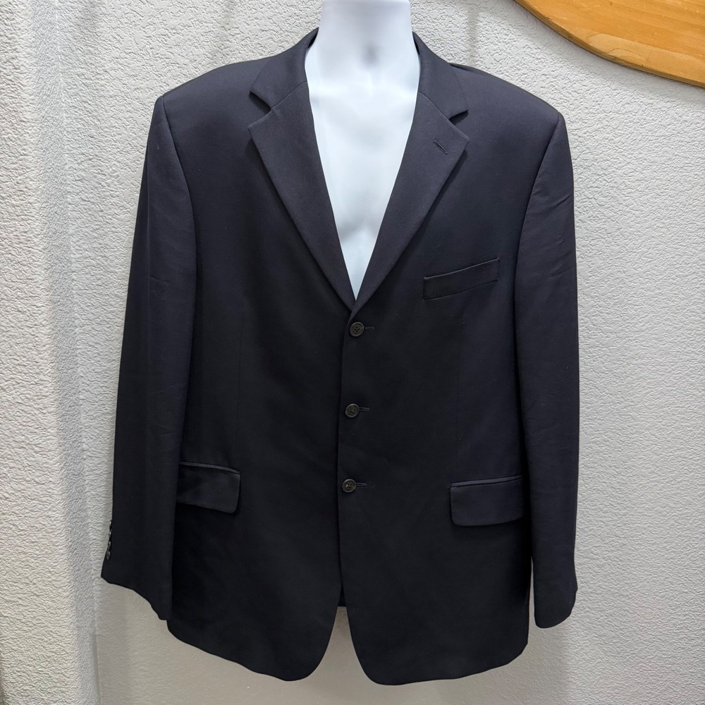 Vintage J. Crew Navy Wool Blazer Jacket Men's Size 46R  Made in Canada